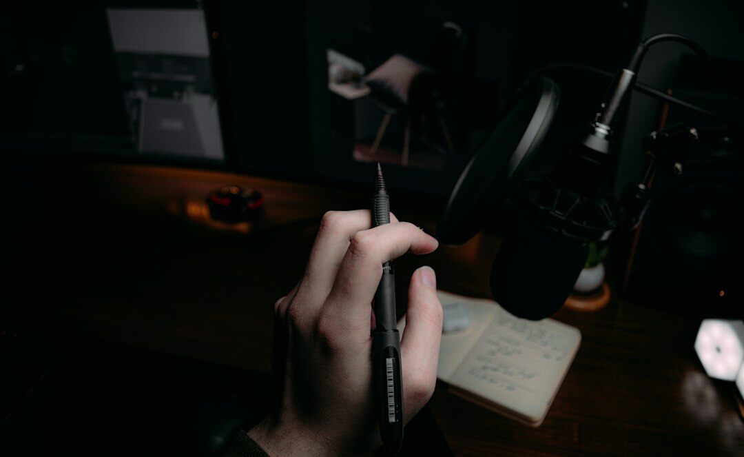 investigative journalist at desk